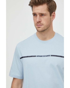 Armani Exchange t-shirt bawełniany męski kolor niebieski z nadrukiem 3DZTLG ZJ9JZ