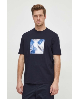 Armani Exchange t-shirt bawełniany męski kolor granatowy z aplikacją 3DZTLB ZJ9JZ