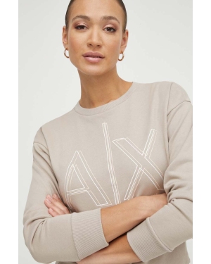 Armani Exchange bluza damska kolor beżowy z nadrukiem 3DYM11 YJEBZ