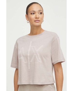 Armani Exchange t-shirt bawełniany damski kolor beżowy 3DYT06 YJ3RZ