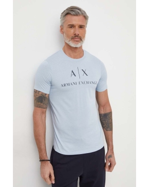 Armani Exchange t-shirt męski kolor niebieski z nadrukiem