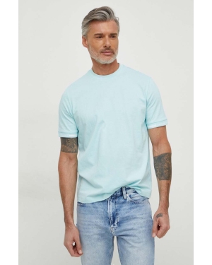 Armani Exchange t-shirt bawełniany męski kolor niebieski gładki