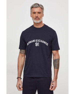 Armani Exchange t-shirt bawełniany męski kolor granatowy z aplikacją 3DZTLP ZJLFZ