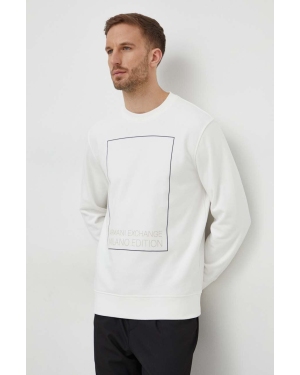 Armani Exchange bluza bawełniana męska kolor biały z nadrukiem