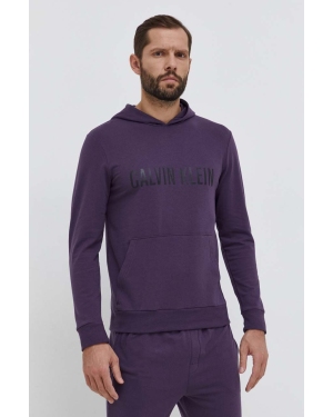 Calvin Klein Underwear bluza lounge kolor fioletowy z kapturem z nadrukiem