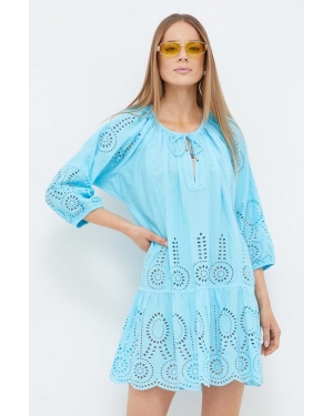 Melissa Odabash sukienka plażowa bawełniana Ashley kolor niebieski