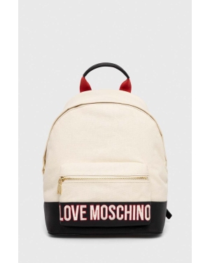 Love Moschino plecak damski kolor beżowy duży z aplikacją