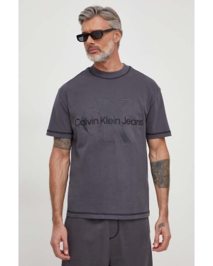 Calvin Klein Jeans t-shirt bawełniany męski kolor szary z aplikacją
