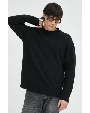 AllSaints sweter z domieszką wełny LUKA CREW męski kolor czarny lekki MK024Y