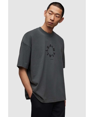 AllSaints t-shirt bawełniany TIERRA SS CREW męski kolor szary z nadrukiem