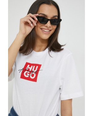 HUGO t-shirt bawełniany kolor biały