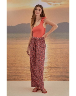 women'secret spodnie Mix & Match damskie kolor czerwony proste high waist 3705427