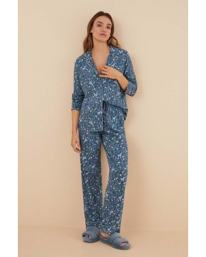 women'secret piżama bawełniana DAILY DREAMS kolor niebieski bawełniana 3596096