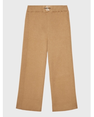 Calvin Klein Jeans Spodnie dzianinowe Monogram Rib IG0IG01700 Beżowy Regular Fit