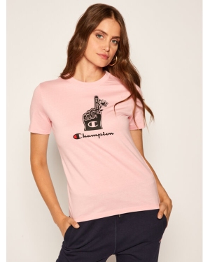 Champion T-Shirt Basketball Logo Digital Print 112965 Różowy Custom Fit