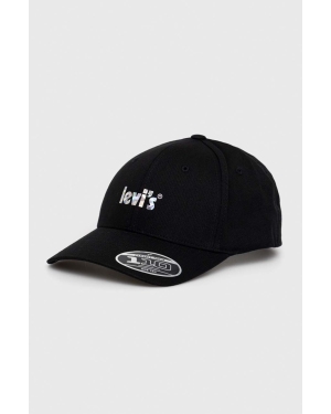 Levi's czapka z daszkiem kolor czarny z nadrukiem