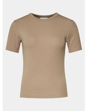 Calvin Klein T-Shirt Modal Rib Ss Tee K20K206404 Beżowy Slim Fit