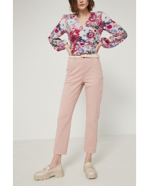 Medicine Spodnie damskie kolor różowy proste high waist