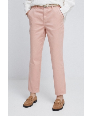 Medicine spodnie damskie kolor różowy fason chinos medium waist