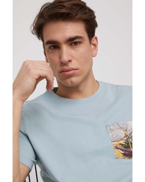 Medicine t-shirt bawełniany męski kolor turkusowy z nadrukiem