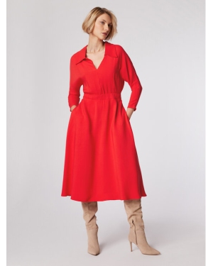 Simple Sukienka codzienna SUD517-02 Czerwony Regular Fit