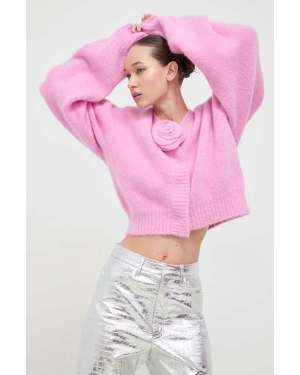 Rotate sweter wełniany damski kolor różowy ciepły