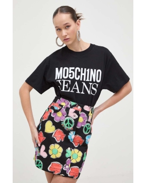 Moschino Jeans t-shirt bawełniany damski kolor czarny