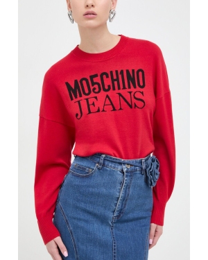 Moschino Jeans sweter bawełniany kolor czerwony lekki