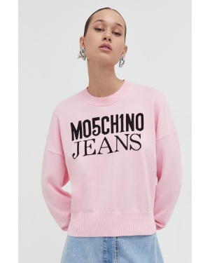 Moschino Jeans sweter bawełniany kolor różowy lekki