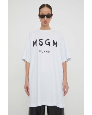 MSGM sukienka bawełniana kolor biały mini oversize