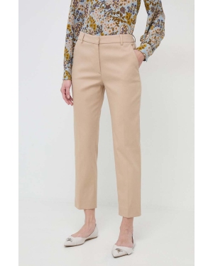 Weekend Max Mara spodnie damskie kolor beżowy fason cygaretki high waist