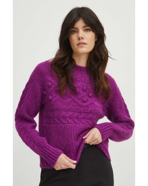 Medicine sweter z domieszką wełny damski kolor różowy ciepły