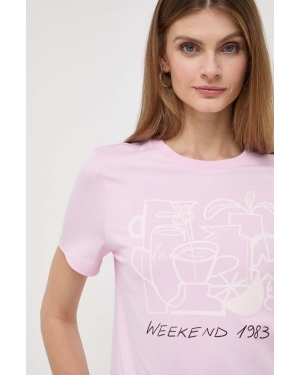 Weekend Max Mara t-shirt bawełniany damski kolor różowy