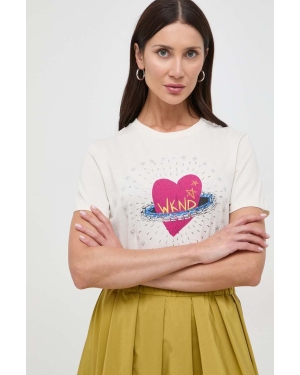 Weekend Max Mara t-shirt bawełniany damski kolor beżowy 2415971061600