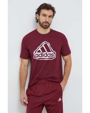 adidas t-shirt bawełniany męski kolor bordowy z nadrukiem IM8302