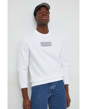 Calvin Klein bluza bawełniana męska kolor biały z aplikacją