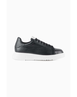 Emporio Armani sneakersy skórzane kolor czarny X4X264 XF768 00002
