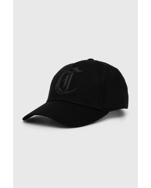 Just Cavalli czapka z daszkiem bawełniana kolor czarny z aplikacją