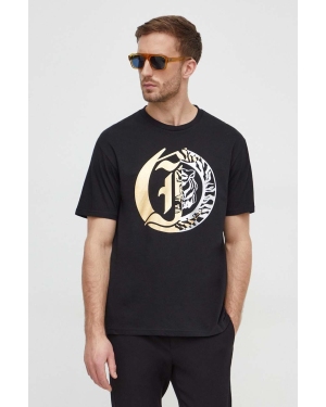 Just Cavalli t-shirt bawełniany męski kolor czarny z nadrukiem 76OAHG05 CJ300