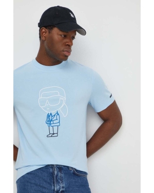 Karl Lagerfeld t-shirt męski kolor niebieski z aplikacją