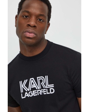 Karl Lagerfeld t-shirt bawełniany męski kolor czarny z aplikacją