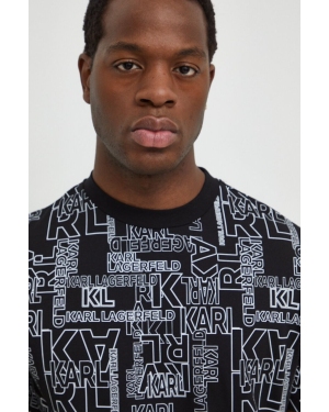 Karl Lagerfeld t-shirt bawełniany męski kolor czarny wzorzysty
