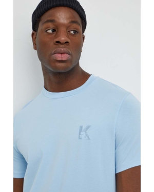 Karl Lagerfeld t-shirt męski kolor niebieski gładki