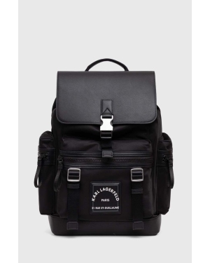 Karl Lagerfeld plecak męski kolor czarny duży z aplikacją
