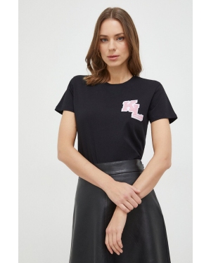 Karl Lagerfeld t-shirt bawełniany damski kolor czarny