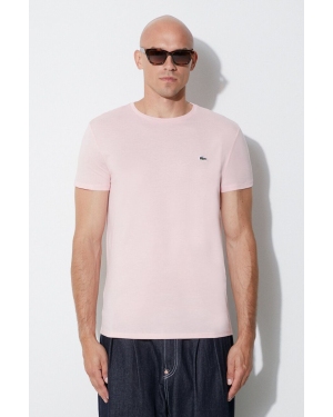Lacoste t-shirt bawełniany kolor różowy gładki TH6709-001.