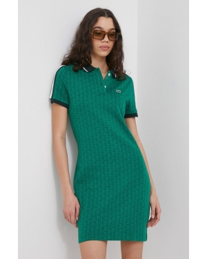 Lacoste sukienka bawełniana kolor zielony mini prosta
