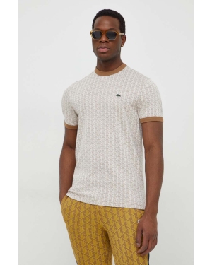 Lacoste t-shirt bawełniany męski kolor beżowy wzorzysty