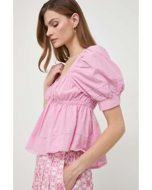 Pinko bluzka bawełniana damska kolor różowy gładka 103070.A1OL