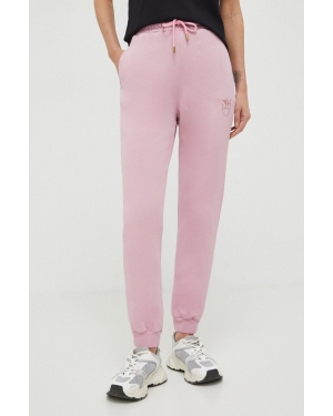 Pinko spodnie dresowe bawełniane kolor różowy gładkie 100371.A1N7